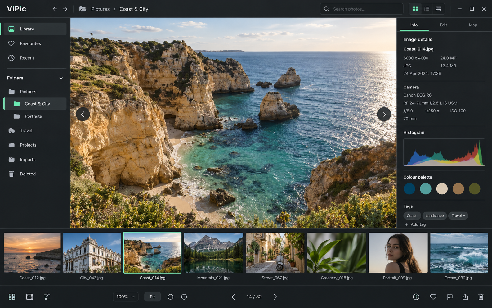 Detailed generated ViPic photo viewer interface concept